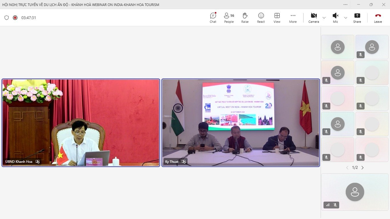 Embassy organized a webinar to enhance tourism between India and Khanh Hoa province of Vietnam