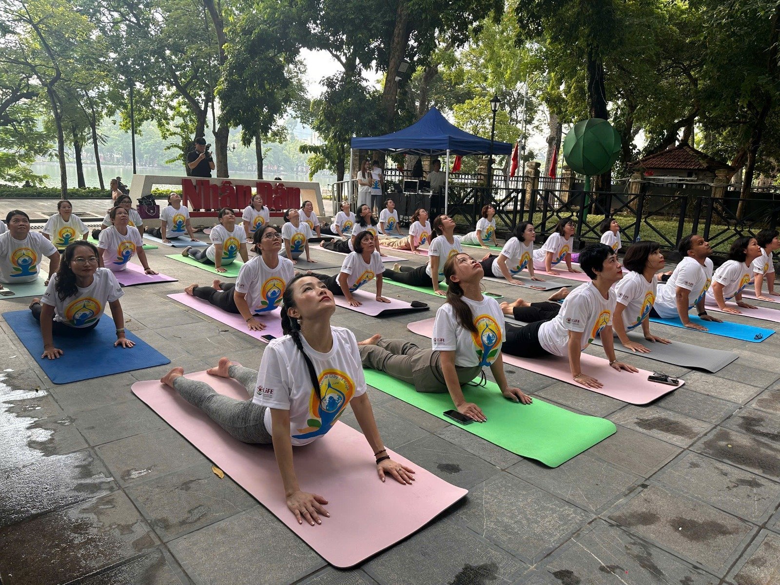 Yoga session at Nhan Dan Newspaper premises on 13 June 2026
