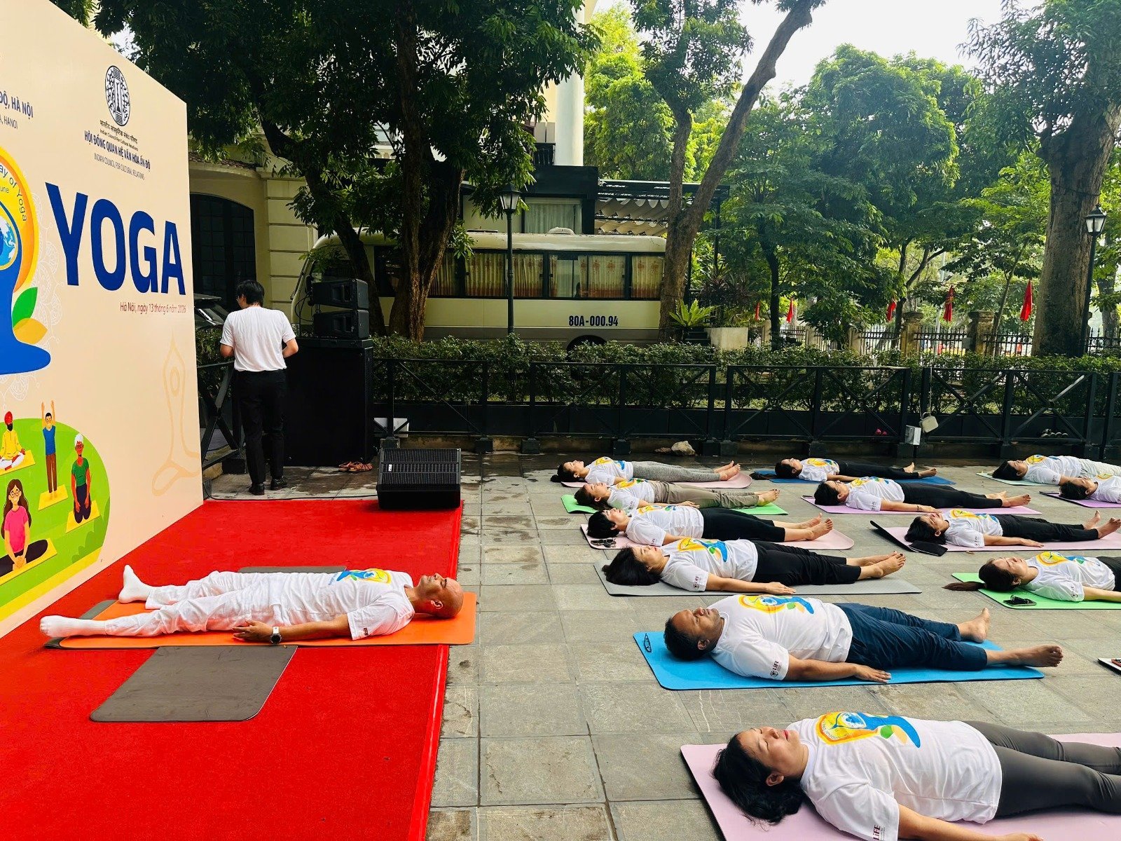 Yoga session at Nhan Dan Newspaper premises on 13 June 2026