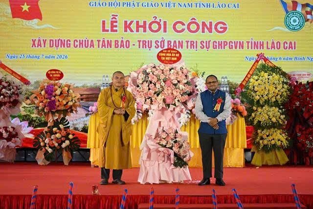 Groundbreaking ceremony of Tan Bao Pagoda in Lao Cai Province on 26 July 2026