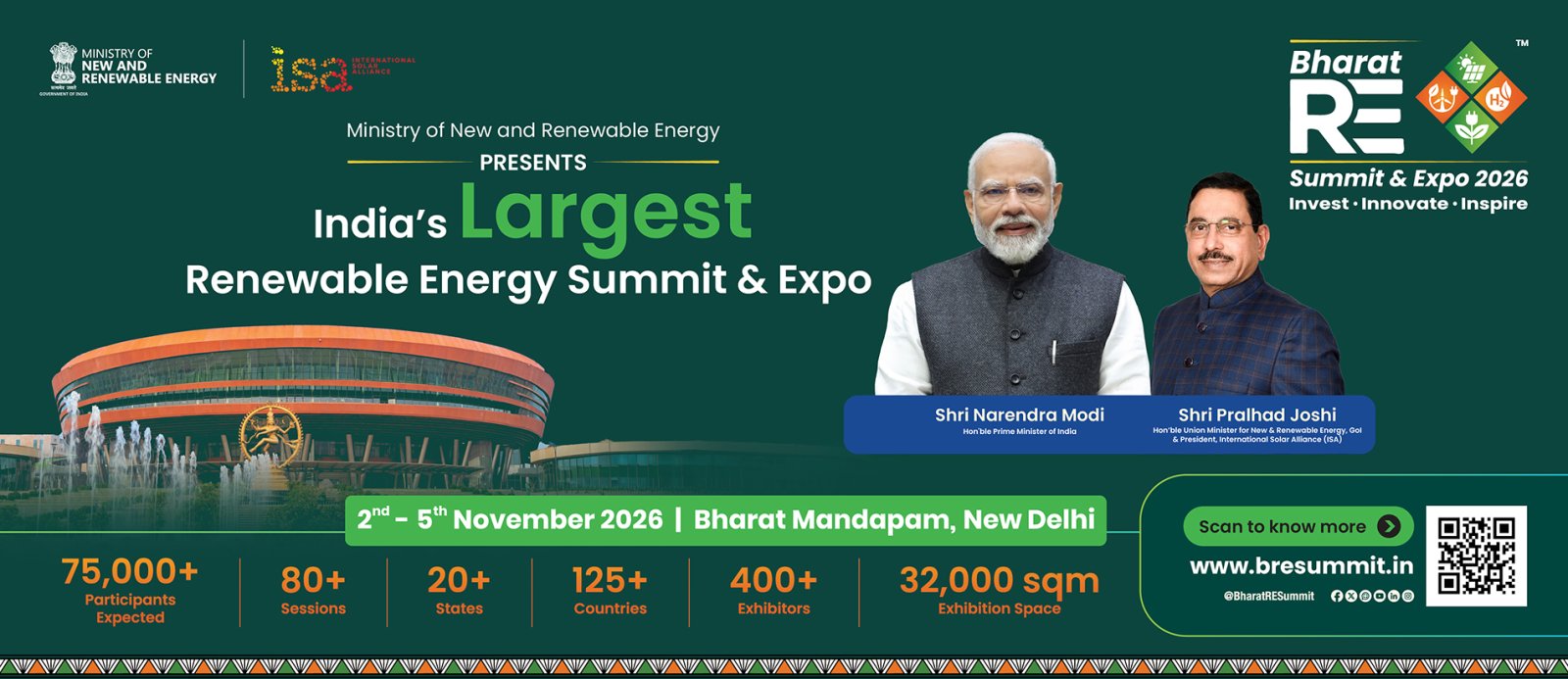Bharat Renewable Energy Summit and Expo (BRESE) 2026, New Delhi, 2-5 November 2026
