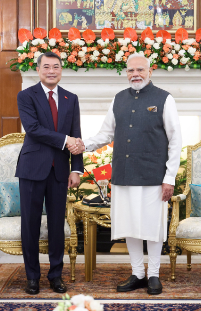 Prime Minister Shri Narendra Modi met H.E. Mr. Le Minh Hung, Prime Minister of Socialist Republic of Vietnam on the sidelines of the 18th BRICS Summit at Hyderabad House