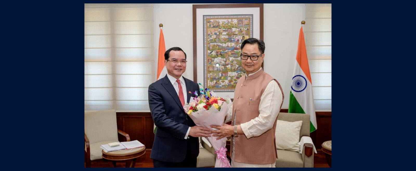Union Minister of Parliamentary Affairs & Minority Affairs Shri Kiren Rijiju met H.E. Mr. Nguyen Dinh Khang, Minister of Ethnic & Religious Affairs of Vietnam, in New Delhi