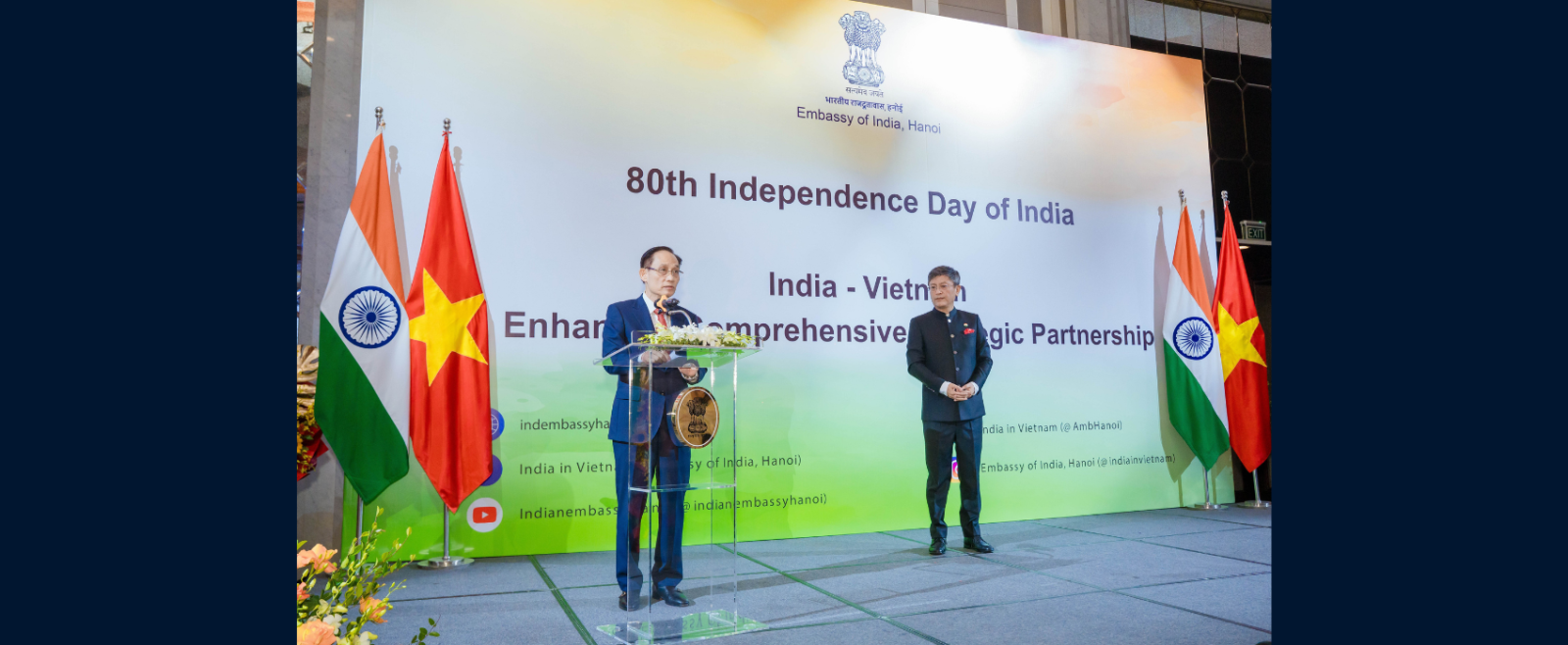 H. E. Mr. Le Hoai Trung, Politburo Member and Minister of Foreign Affairs of Vietnam addressed the 80th Independence Day of India reception in Hanoi as the Chief Guest on 18 August 2026