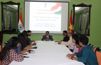 Ambassador Pranay Verma interacts with Indian Youth Delegation