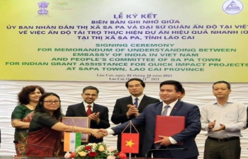 India@75: Signing of MOU for Quick Impact Project in Lao Cai Province for School Building