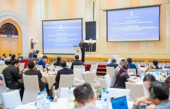 India - Viet Nam Business Meet on banking services discussed banking and financial facilities for trade, projects and business with participation of over 100 members and representatives of the Bank of India - Ho Chi Minh City, State Bank of India (Manila office) and EXIM Bank of India (Mumbai).