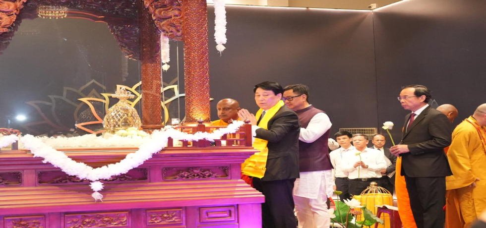 Holy Buddha Relics enshrined at Thanh Tam Pagoda, Ho Chi Minh City, visited by President of Vietnam, Party Secretary of Ho Chi Minh City accompanied by the Minister of Parliamentary Affairs and Minority Affairs of India on 6 May 2025